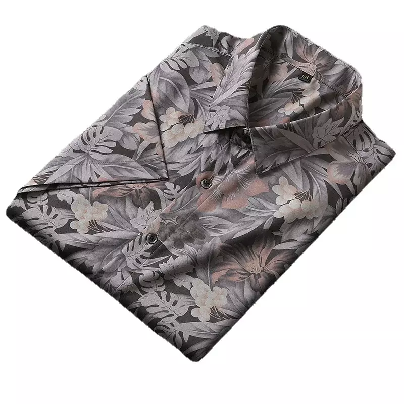 Рубашка мужская с коротким рукавом, тонкая эластичная блуза с цифровой печатью, супербольшая модель, лето