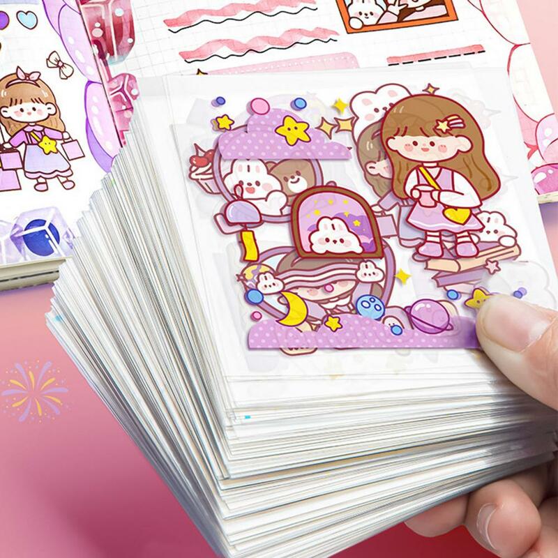 25 pz/set Scrapbook Sticker Cartoon Girl Rabbit Theme autoadesivo impermeabile PET Planner Journaling Decal forniture fai da te