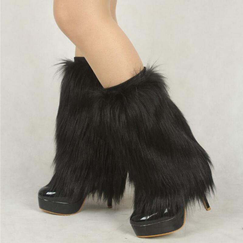 30/40cm Harajuku Fur Winter Furry Leg Warmer Lady Stockings Gothic Lolita Cosplay Socks Halloween Leg Cover Korean Fashion Socks