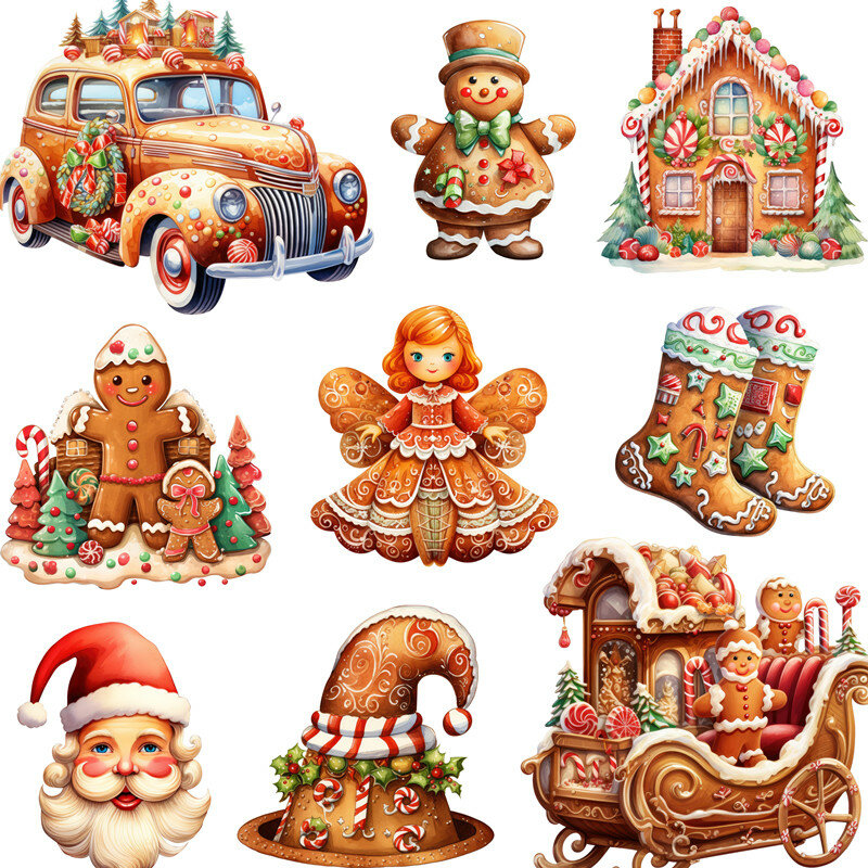 Natal Gingerbread II adesivos decorativos, Artesanato DIY, Scrapbooking, Álbum, Lixo Diário, 20pcs por pacote