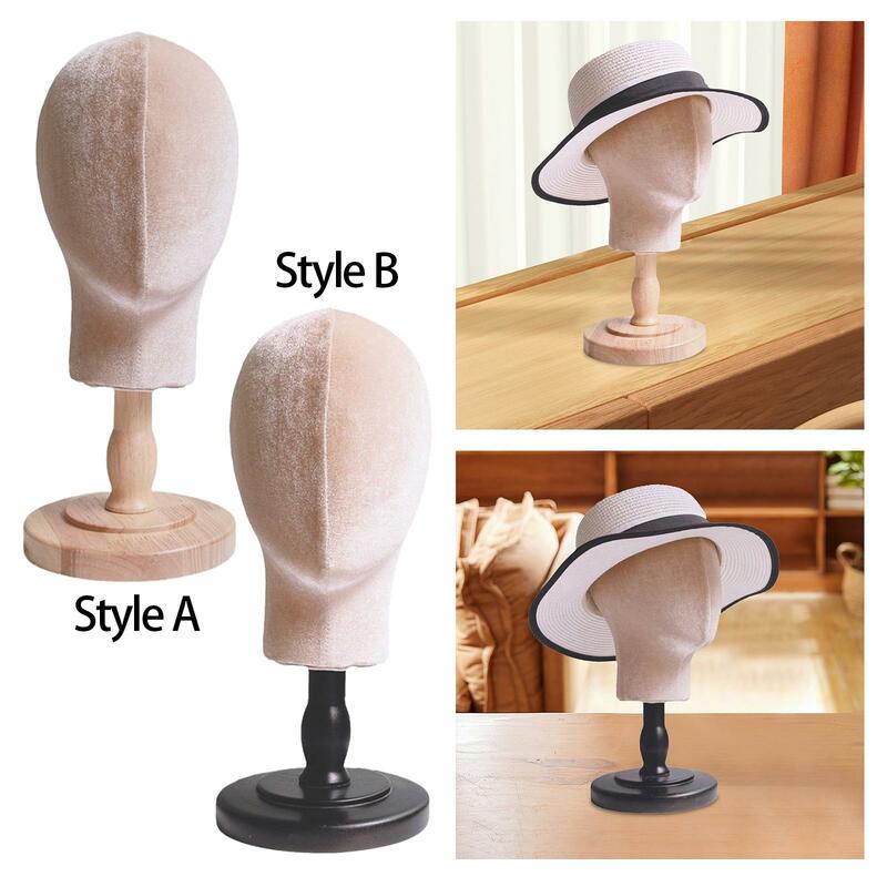 Modelo de cabeza de Maniquí de peluca con Base de madera, soporte de exhibición de sombrero de Peluca de moda para peluquería, sombreros de entrenamiento, joyería