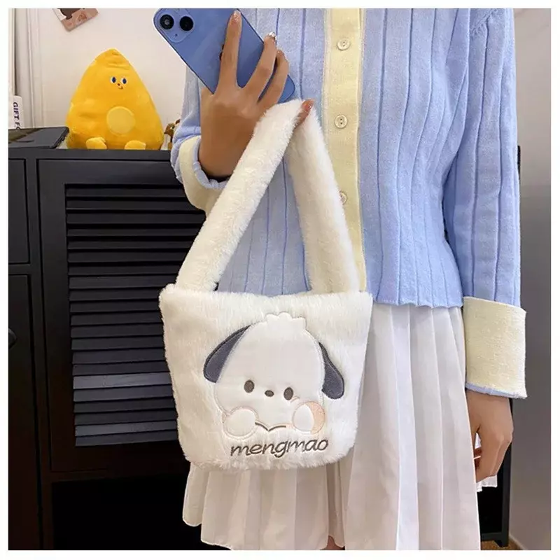 Kawaii pluszowa torba Sanrio Cinnamoroll Anime melodia Kuromi torby na ramię kreskówka miękka pluszowa torebka Ravel do przechowywania prezentów dla dziewczynek