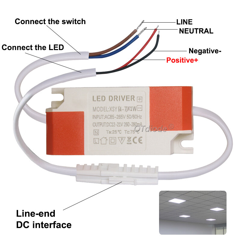Transformador de Controlador LED, fuente de alimentación de corriente constante, adaptable para Panel de luces LED DIY, 3W, 5W, 7W, 12W, 18W, 20W, 25W, 36W, 300MA