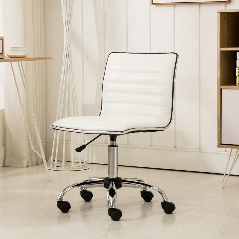 Adjustable Fremo Chromel White Office Chair with Air Lift Function, Modern and Comfortable Ergonomic Design for Home and Office 