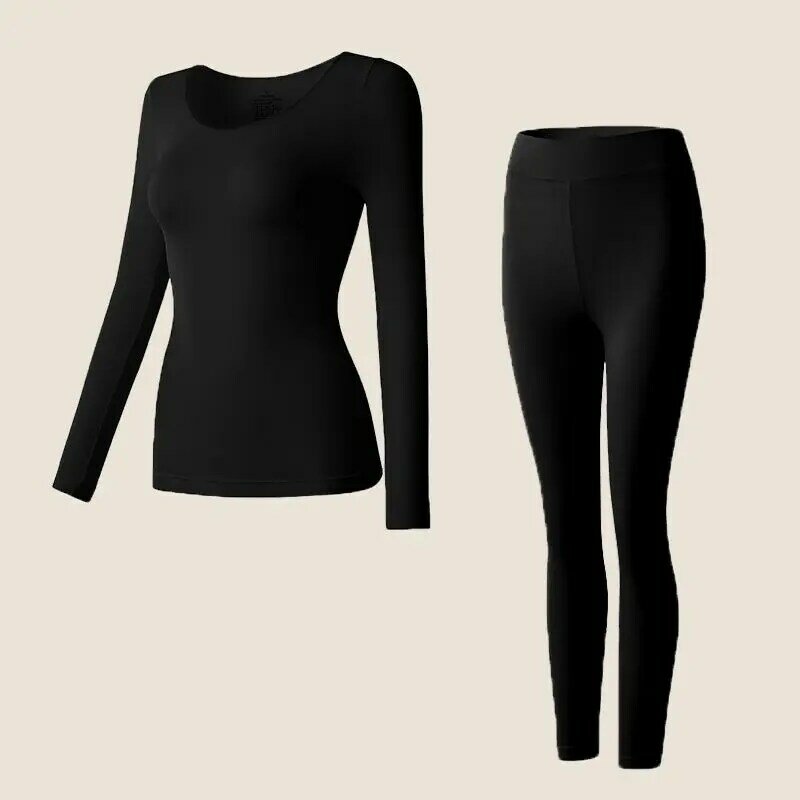 Thermal Underwear Sets Women Autumn Winter Lightweight Thermo Inner Long Johns Simple Pure Color Feminine Intimates Basic 2 Pcs