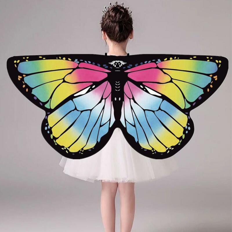 Capa de gasa con alas de mariposa para Halloween, vestido transpirable de Color vibrante, disfraz de Cosplay para niños pequeños