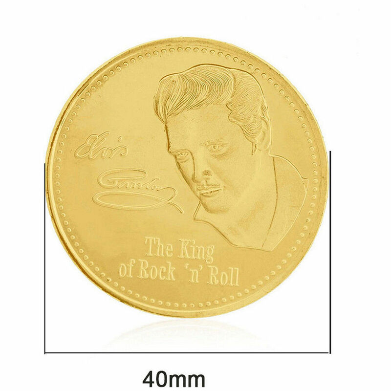 Elvis Presley เงินเหรียญที่ระลึกเหรียญ Limited Edition 1935-1977 King Rock Pop ยอดนิยมสไตล์อเมริกันเหรียญของขวัญ