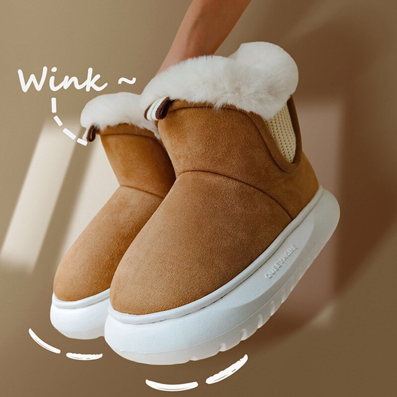 Cotton Snow Boots Shoes Male Winter Couple Indoor Home Slipper Women Thick Sole Anti Slip Warm Plush Cotton Slippers Female