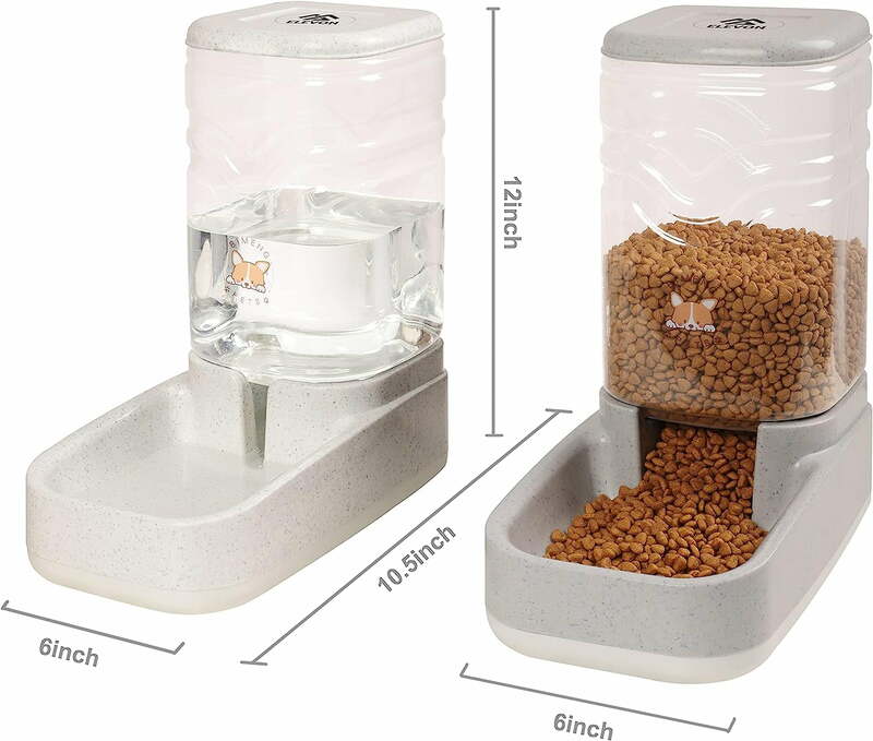 BalanceFrom Pack of 2 Automatic Dog Cat Gravity Food and Water Dispenser 3.8L 1 Gallon Each, Set: 1x Water Dispenser and 1x