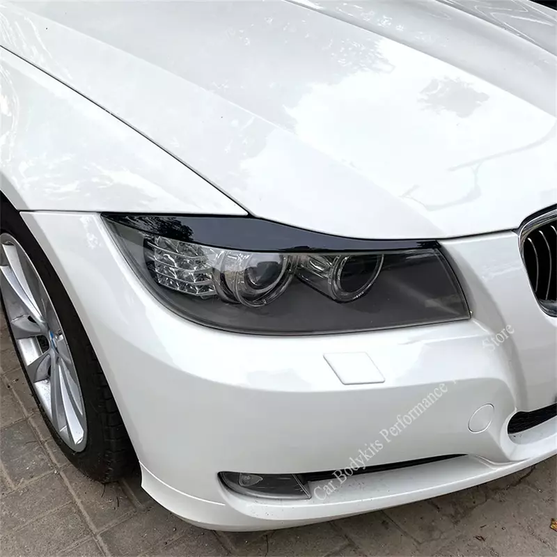 2Pcs ABS Gloss Headlight Evil Eyebrows Eyelids For BMW E90 E91 3 Series 318i 320i 320d 325i 330i 330d 2005-2012 3D Stickers