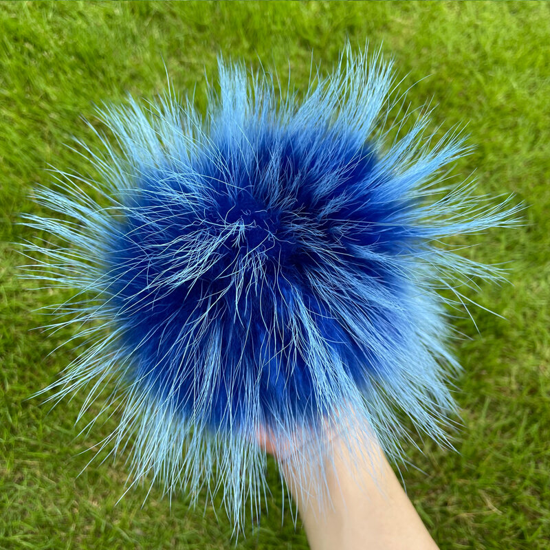 15cm Real Raccoon Fur Pompoms For Handbags Keychains and Knitted Beanie Cap Hats Fluffy Genuine Pompom Pom