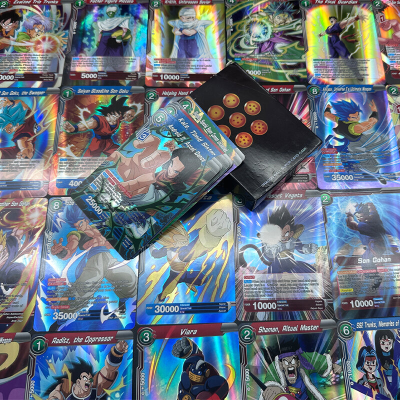 50pcs Dragon Ball Flash Cards Son Goku Vegeta IV Frieza Ultra Blue Saiyan TCG Anime Game Original Rare Collectible Gift Bandai