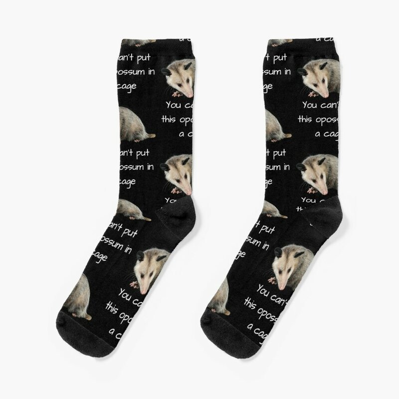 คุณไม่สามารถใส่ opossum นี้ในกรง-ถุงเท้าของขวัญตลกพอสซัมถุงเท้ากีฬาแฟชั่นถุงเท้าเชียร์ของผู้ชายผู้หญิง