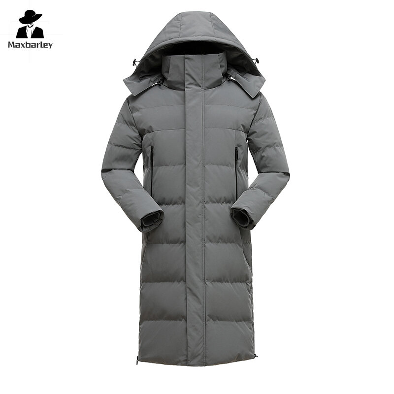 Пуховая парка для мужчин, свободное утепленное пальто в Корейском стиле, зимняя одежда 2024, мужская длинная Зимняя Теплая стеганая куртка выше колена