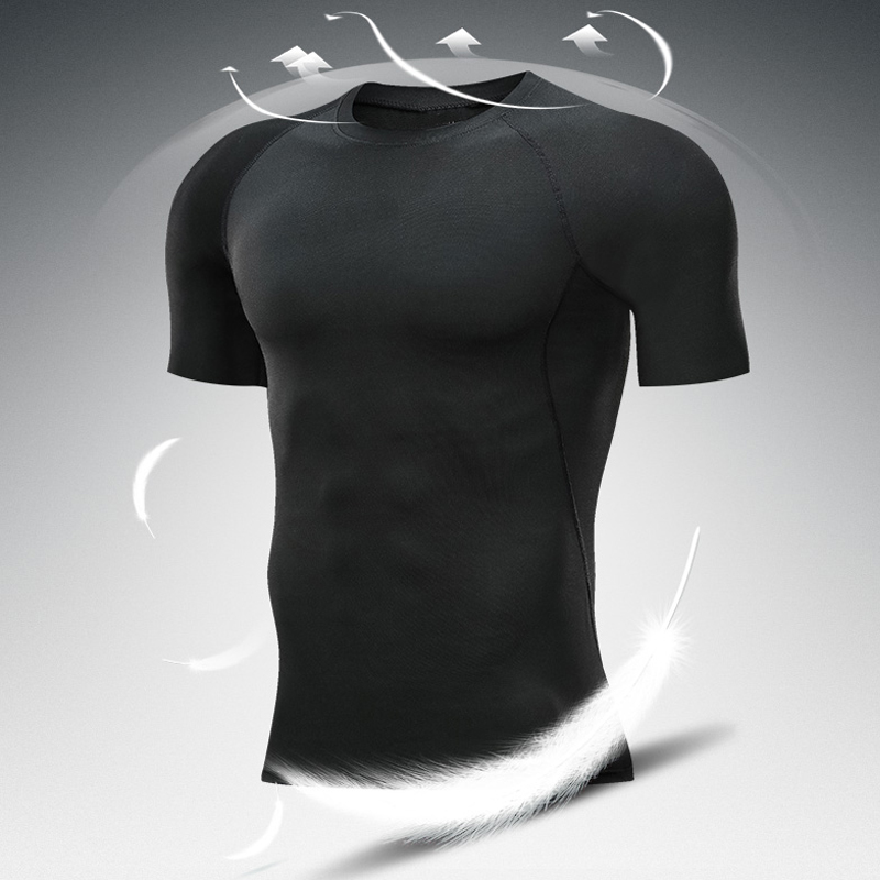 T-shirt de compression à manches courtes avec logo personnalisé, vêtements de sport moulants pour la course à pied, le fitness, l'été