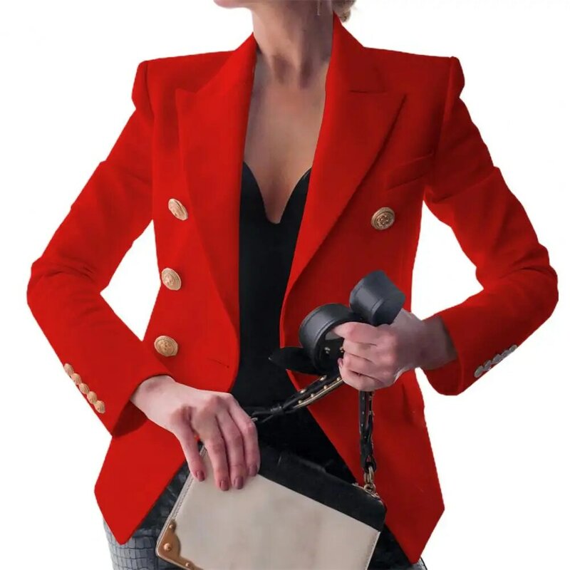 Suits Coat Stylish Long Sleeve Lapel Suit Jacket Lady Fashion Blazer  Solid Color Long Sleeve Blazer for Working