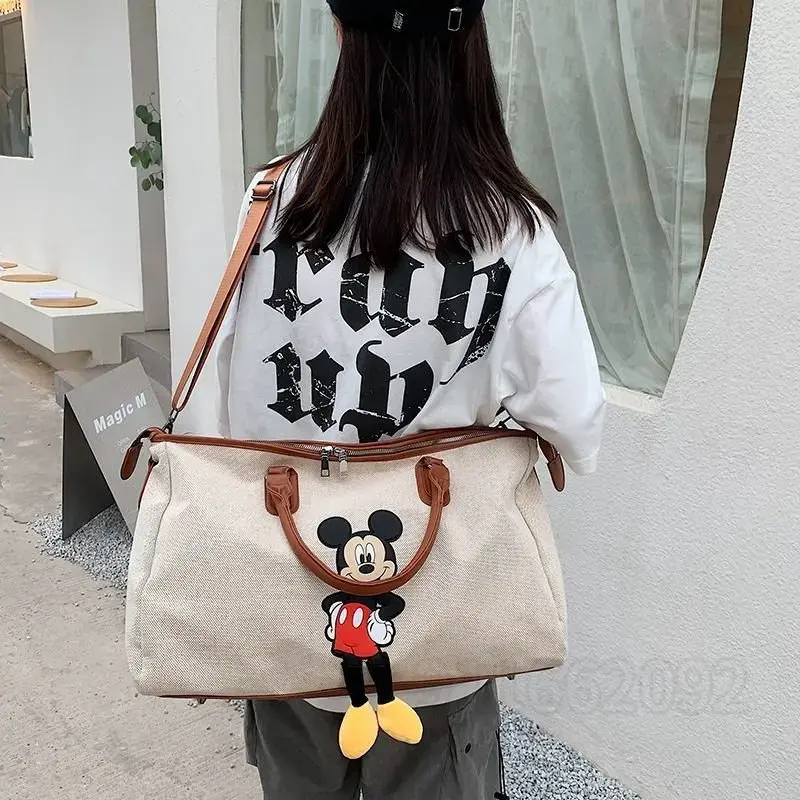 Disney-bolso de viaje de Mickey para mujer, bolsa de equipaje de viaje de gran capacidad, bolsa de viaje, bolsa de Fitness portátil de marca de lujo