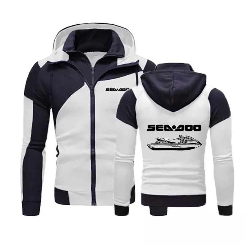 Seadoo Moto-Hoodies de zíper duplo masculino, mangas compridas jaquetas, casacos Harajuku, roupas Hip Hop, patchwork, Sea Doo, moda, novo, 2024