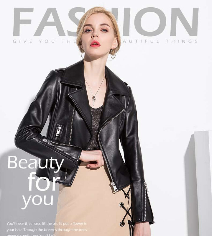 여성용 진짜 가죽 재킷, 양가죽 블랙 소프트 슬림 핏 펑크 여성 코트, 용수철 가을, 2023 신상