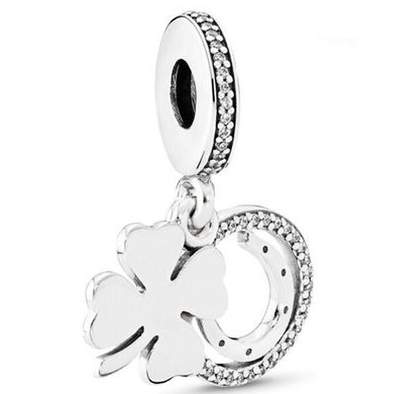 New Original Charm Exquisite Clover Love Pendant Full of Diamond Love Beads Suitable for Original Pandora Women's Jewelry Gifts