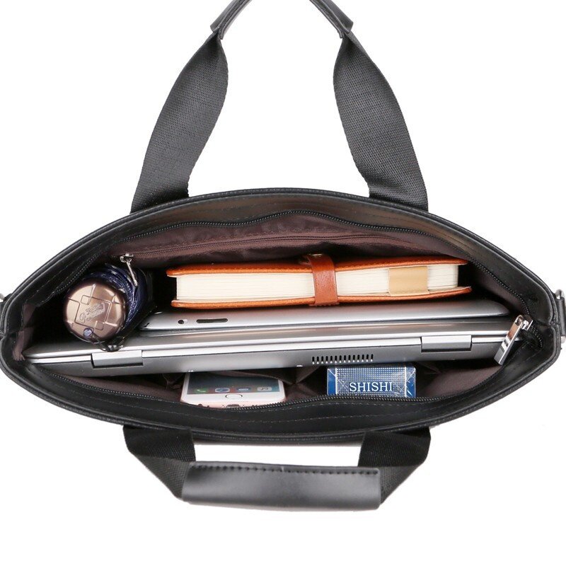 Maleta casual para homens, grande capacidade, bolsa mensageiro de ombro, bolsa de couro masculina para laptop de escritório