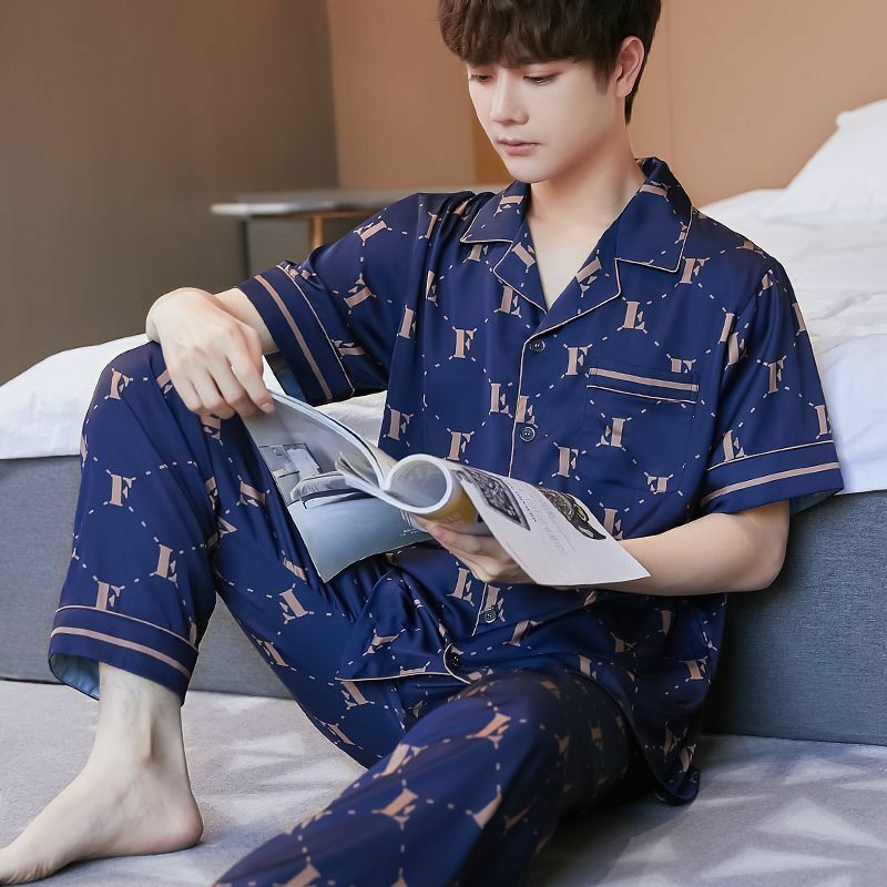 Pyjama imprimé à manches courtes pour hommes, ensembles de pyjama Y-Surintendant, vêtements de détente de marque de luxe, vêtements d'intérieur, vêtements de nuit, mode coréenne
