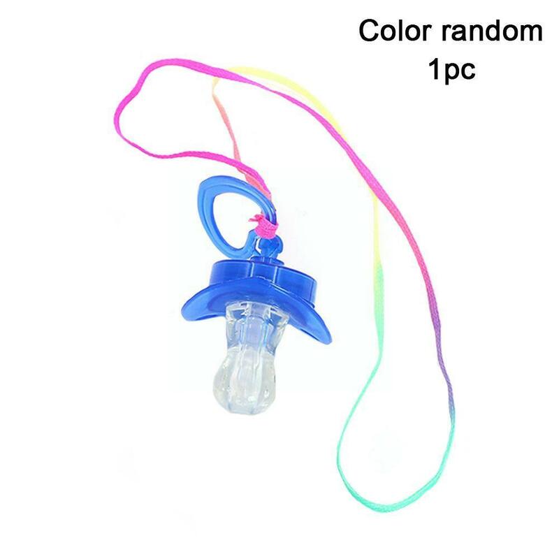 1PCS Glowing Flashing LED Pacifier Whistle Night Light Up Blinking Joke Pacifier Toy LED Pacifier Party Rave Soft Necklace