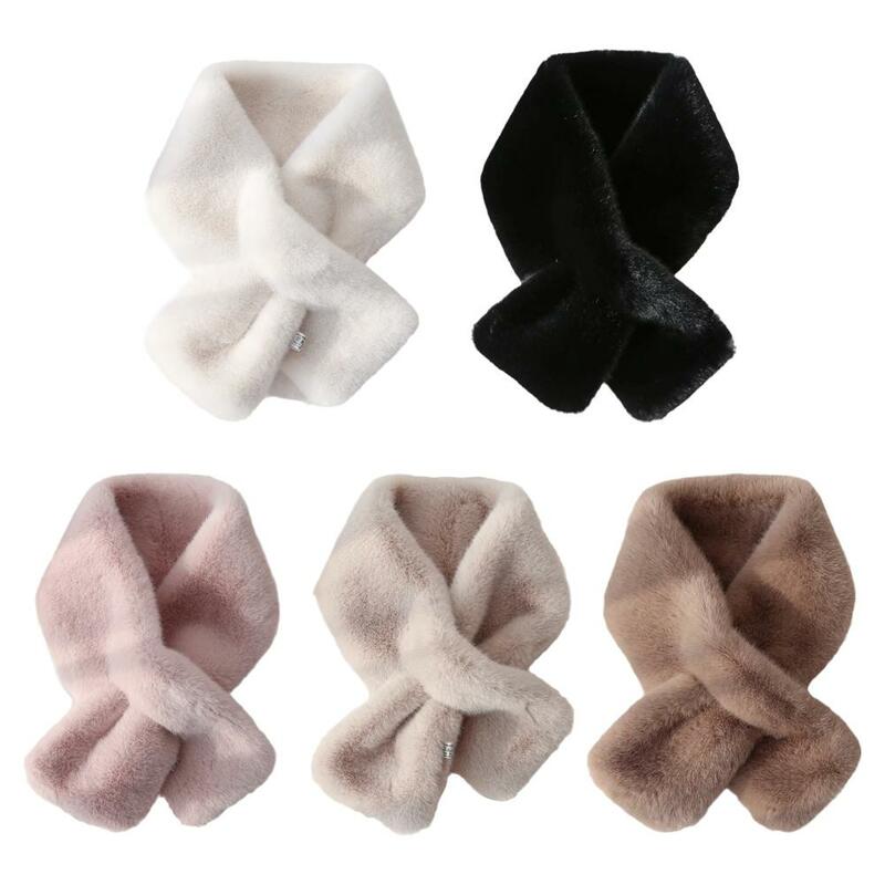 Winter Plush Scarf Polyester Fiber Scarf Winter Thick Warm Necker Chief Ball Scarves Fashion Korean Version Solid Color Scarf