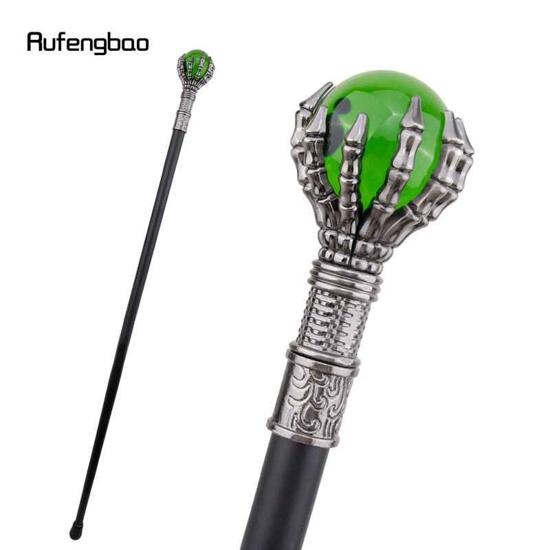 Bola kaca hijau sendi tunggal modis tongkat berjalan dekoratif vampir Cospaly tongkat jalan pesta Halloween Crosier 93cm