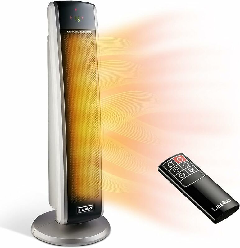 Large Rooms, with Adjustable Thermostat, Timer and Remote Control, 29 Inches, 1500W, Black, 5586