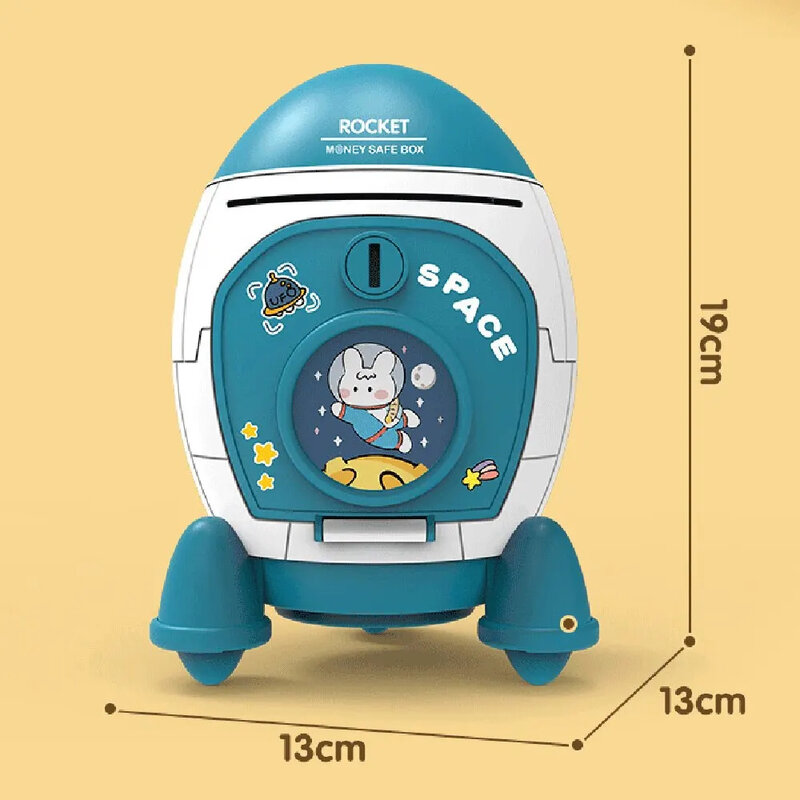 Celengan babi anak-anak lucu mainan Piggy penerbangan celengan roket Spaceman stiker kartun kotak uang koin celengan Manual mainan hadiah anak