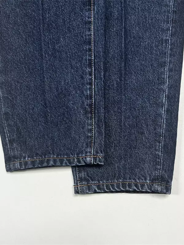 Celana Jeans wanita, celana Denim lurus longgar kasual pinggang tinggi musim panas
