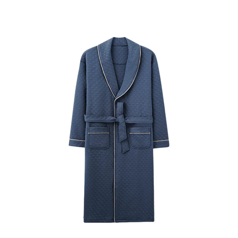 Albornoz cálido de invierno para hombre y mujer, bata de noche de algodón acolchada para caballeros, Kimono elegante, talla grande