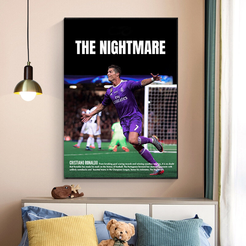 Cristiano Ronaldo-Póster impreso del estadio de la estrella del fútbol, lienzo de Fan, decoración del hogar, imagen, pintura sin marco