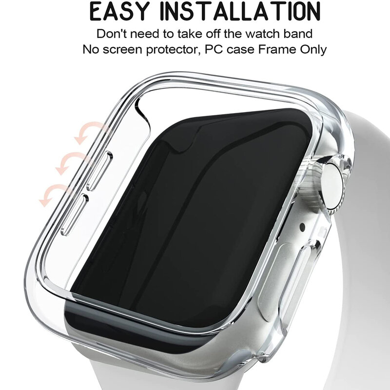 Couvercle pour Apple Watch Case, Accessoires PC Protector, Bumper, iWatch Series 8, 7, SE, 6, 5, 4, 3, 9, 45mm, 41mm, 44mm, 40mm, 42mm, 38mm