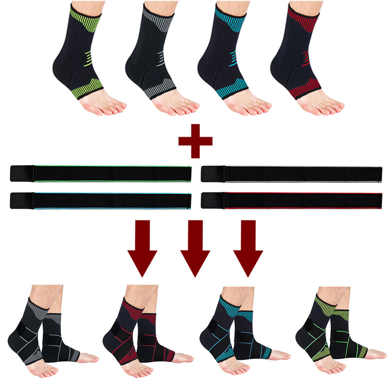 Bandagem elástica dos esportes de 2 pces para o joelho e a cinta do tornozelo, correias da aptidão do ajuste transversal para o levantamento de peso agachamentos envoltórios da compressão do pé