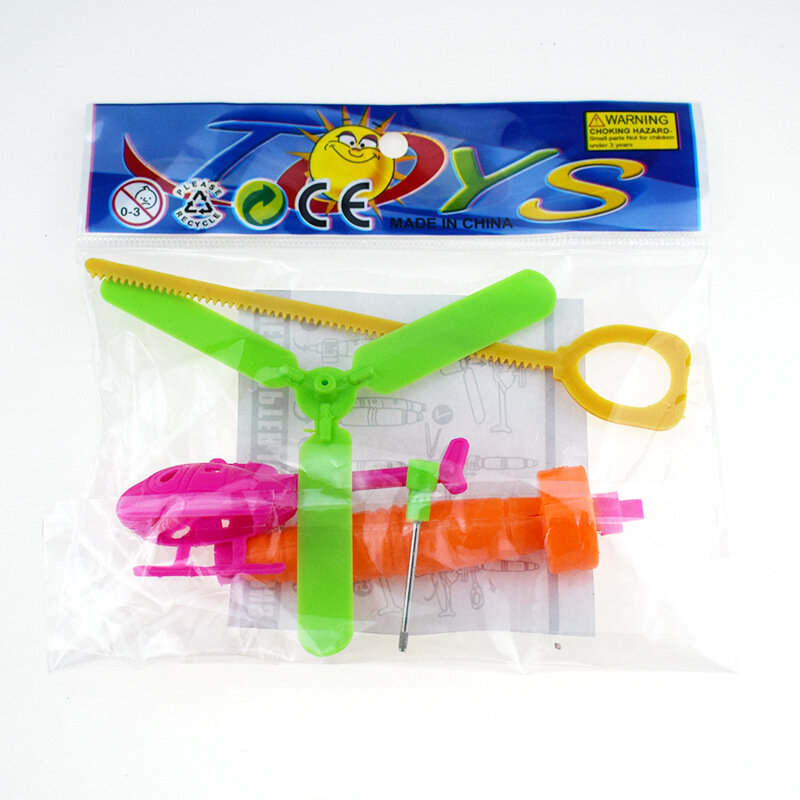 창의적인 미니 조립 풀라인 헬리콥터, 어린이 야외 게임, 드로우 로프, 이륙 인터랙티브 장난감, 어린이 퍼즐 장난감 선물
