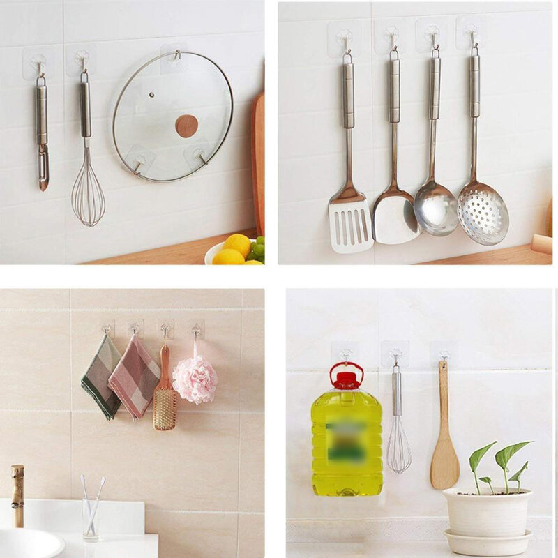 1pcs Transparent Strong Sticky Wall Hanging Nail-Free Hook Kitchen Bathroom Suction Cup Wall Storage For Kitchen Accessories