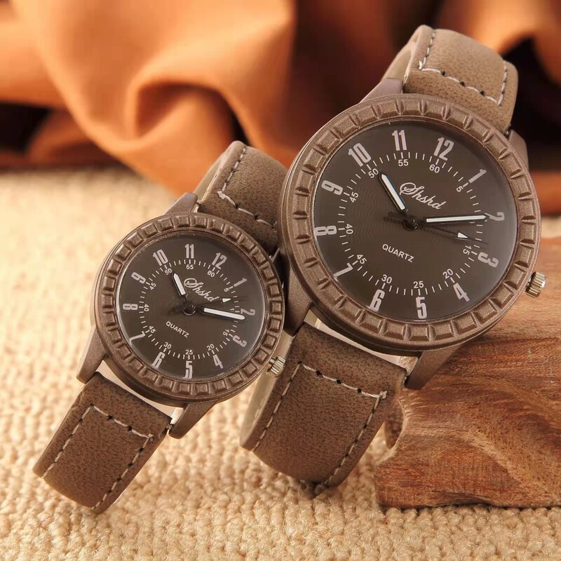 WOKAI – montre à quartz pour couple, décontractée, grain de bois, pour hommes et femmes, horloge rétro
