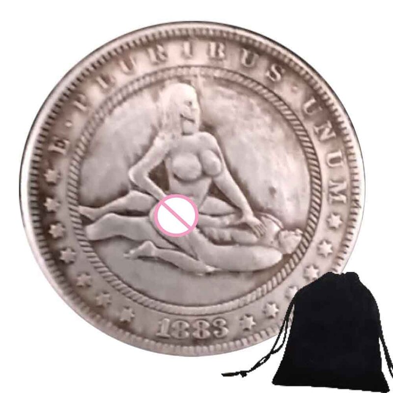로맨틱 연인 파티 나이트 클럽 1 달러 3D 아트 커플 동전, 재미있는 포켓 결정 동전, 기념 행운의 동전, 선물 가방