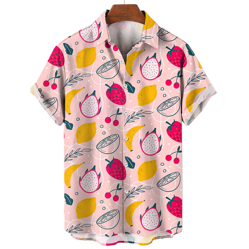 Frutas coloridas dos homens 3D impressas camisas, blusas engraçadas, tops havaianos, roupas da moda, Y2k