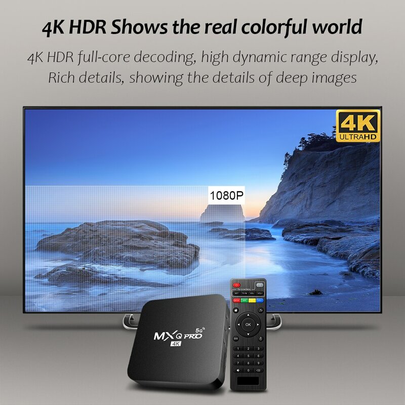 ใหม่กล่องสมาร์ททีวี MXQ-PRO 4K HD แอนดรอยด์10.0 2.4/5G dual-WIFI เครื่องเล่นวิดีโอ3D กล่องรับสัญญาณทีวีโฮมเธียเตอร์
