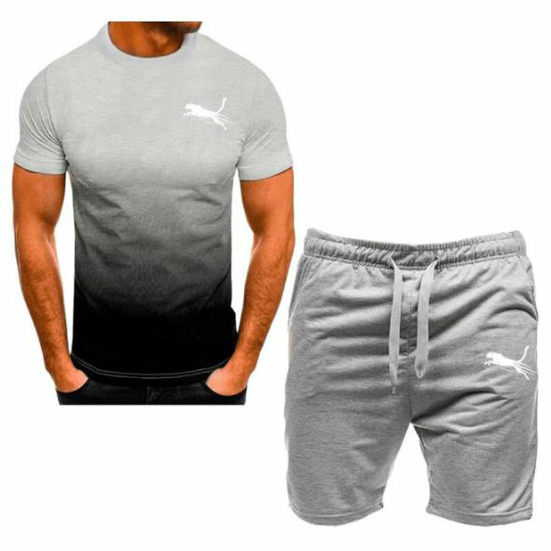 メンズ半袖Tシャツとショーツ,ファッショナブルなスポーツウェア,フィットネス,速乾性,新しい夏のコレクション2024