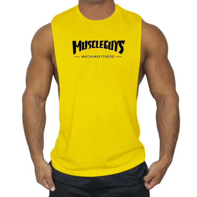 Camiseta sin mangas informal para hombre, ropa deportiva para correr, entrenamiento, chaleco de Fitness con estampado