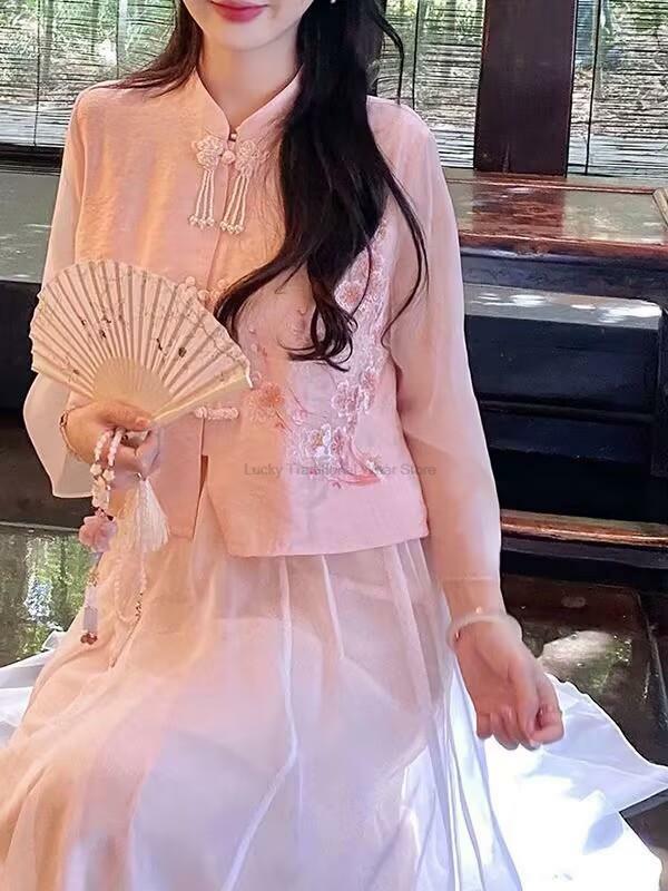 Primavera e l'estate nuova mezza gonna fata migliorata stile nazionale Cheongsam Top nuovo vestito stile cinese abbigliamento quotidiano da donna