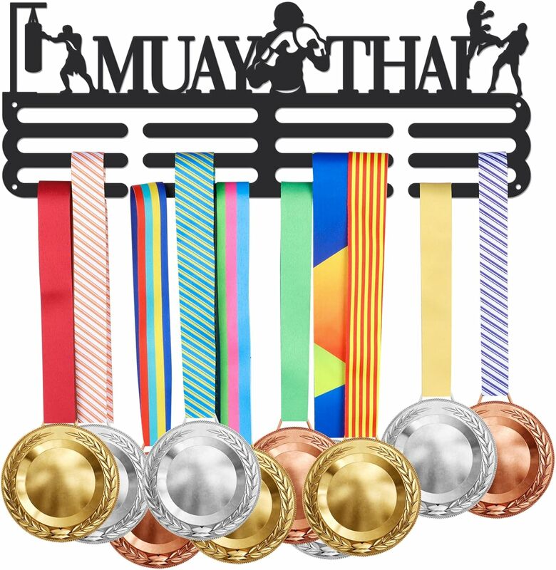 Muay Thai gantungan medali pria tampilan medali olahraga rak Tampilan medali untuk 60 + medali pemegang trofi penghargaan olahraga pita pemegang tampilan