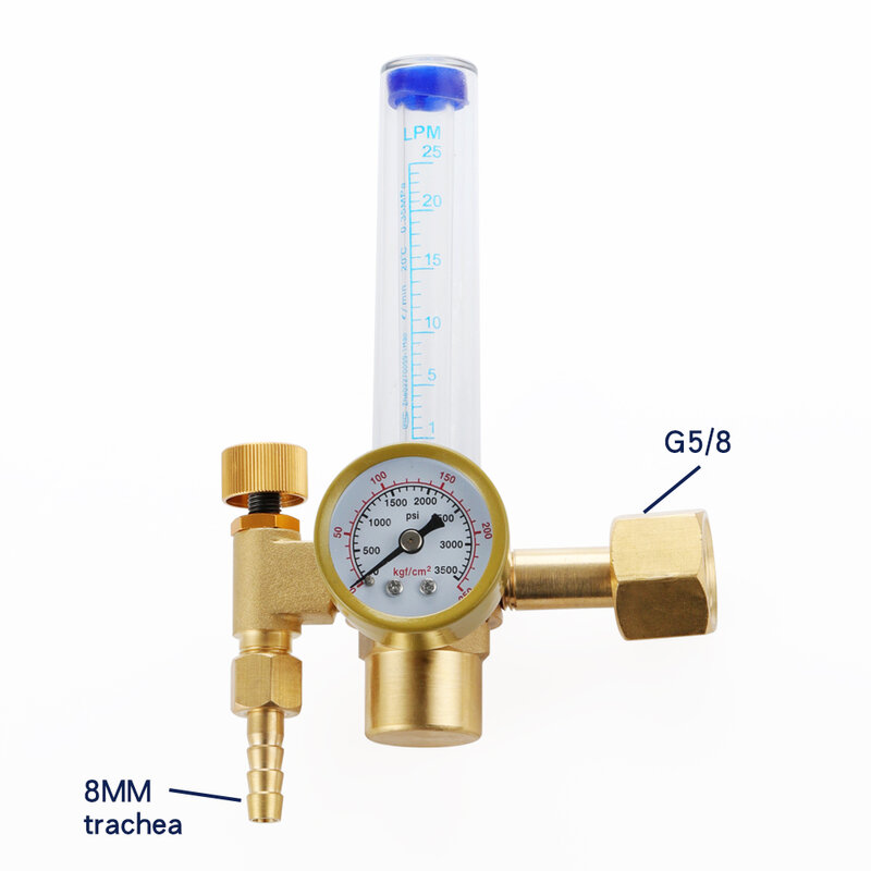 Safe Stable Argon Regulator G5/8"0-25Mpa CO2 Mig Tig Flow Meter Gas Regulators Flowmeter Welding Weld Gauge Pressure Reducer