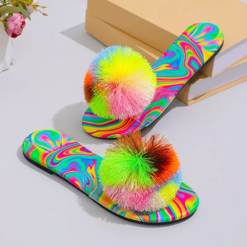 Comemore Ladies Summer sandals Fashion Casual Flat Retro Slippers Crystal Shoes Casual Sandal Women Beach Flip Flops Jelly Shoe