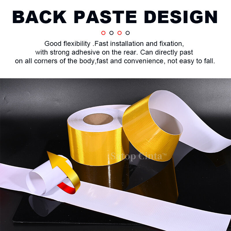 Reflecterende Tape 10Cm Breed Geel Reflector Voor Dingen Zelfklevende Auto Decoratieve Weerspiegelen Sticker Anti-Collision Fiets decals