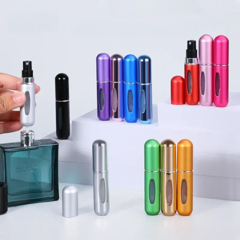 Frasco de recarga de perfume portátil Mini frasco recarregável, bomba de perfume, recipientes cosméticos vazios, atomizador para ferramenta de viagem, 5ml